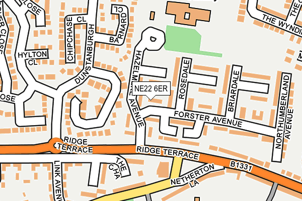 NE22 6ER map - OS OpenMap – Local (Ordnance Survey)