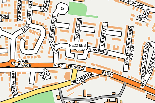 NE22 6ES map - OS OpenMap – Local (Ordnance Survey)