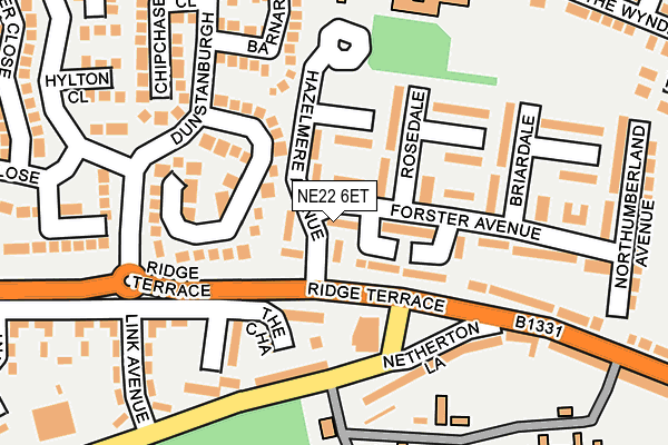 NE22 6ET map - OS OpenMap – Local (Ordnance Survey)