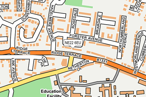 NE22 6EU map - OS OpenMap – Local (Ordnance Survey)