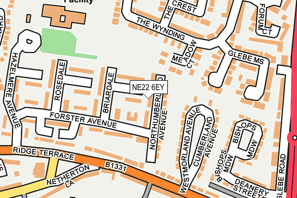 NE22 6EY map - OS OpenMap – Local (Ordnance Survey)