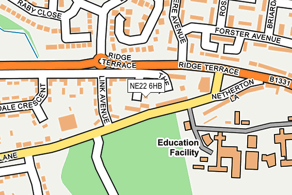 NE22 6HB map - OS OpenMap – Local (Ordnance Survey)
