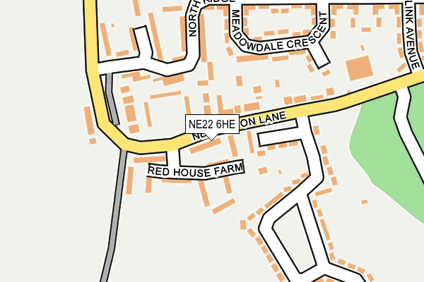 NE22 6HE map - OS OpenMap – Local (Ordnance Survey)