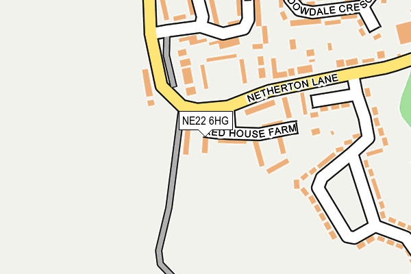NE22 6HG map - OS OpenMap – Local (Ordnance Survey)