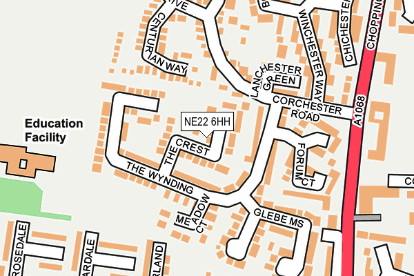 NE22 6HH map - OS OpenMap – Local (Ordnance Survey)