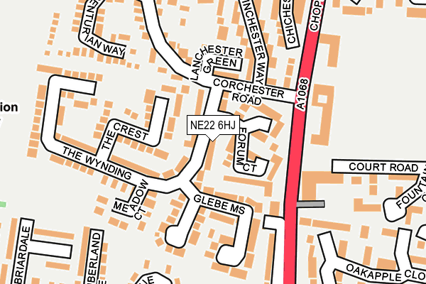 NE22 6HJ map - OS OpenMap – Local (Ordnance Survey)