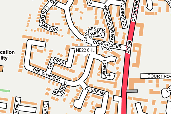 NE22 6HL map - OS OpenMap – Local (Ordnance Survey)