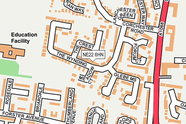 NE22 6HN map - OS OpenMap – Local (Ordnance Survey)