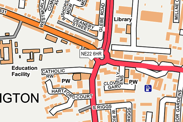NE22 6HR map - OS OpenMap – Local (Ordnance Survey)