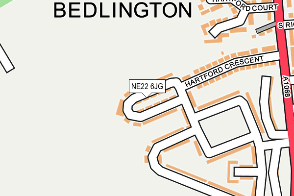 NE22 6JG map - OS OpenMap – Local (Ordnance Survey)