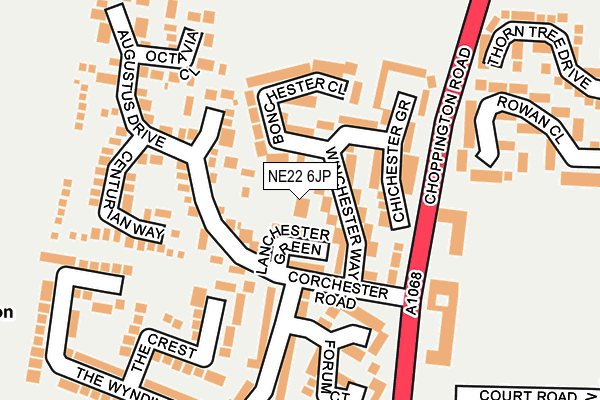 NE22 6JP map - OS OpenMap – Local (Ordnance Survey)