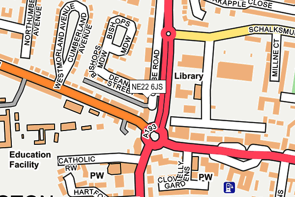 NE22 6JS map - OS OpenMap – Local (Ordnance Survey)