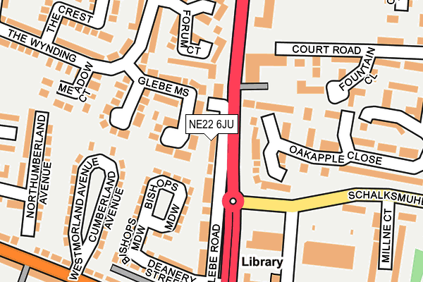 NE22 6JU map - OS OpenMap – Local (Ordnance Survey)
