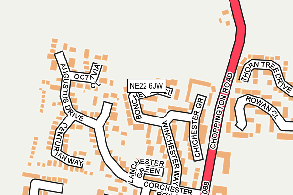 NE22 6JW map - OS OpenMap – Local (Ordnance Survey)