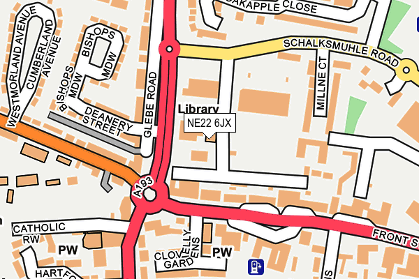 NE22 6JX map - OS OpenMap – Local (Ordnance Survey)