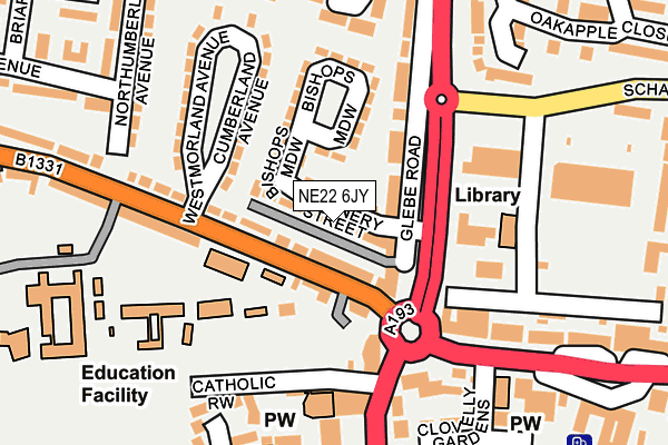 NE22 6JY map - OS OpenMap – Local (Ordnance Survey)