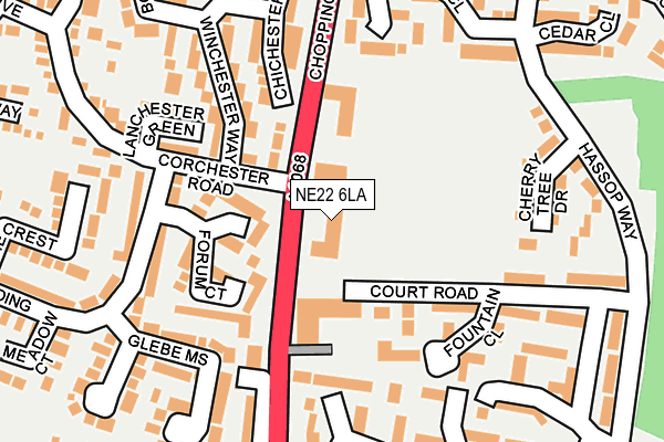 NE22 6LA map - OS OpenMap – Local (Ordnance Survey)