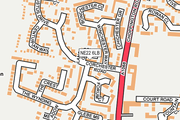 NE22 6LB map - OS OpenMap – Local (Ordnance Survey)