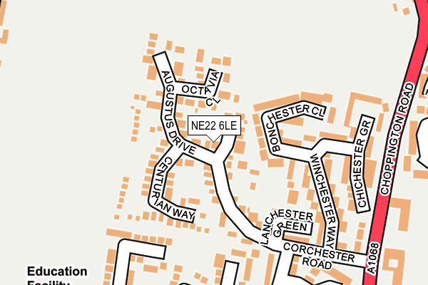 NE22 6LE map - OS OpenMap – Local (Ordnance Survey)
