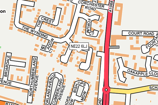 NE22 6LJ map - OS OpenMap – Local (Ordnance Survey)