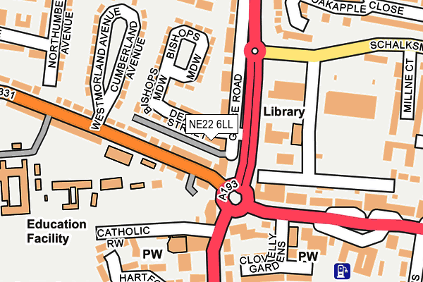 NE22 6LL map - OS OpenMap – Local (Ordnance Survey)