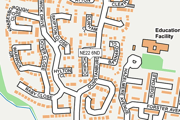 NE22 6ND map - OS OpenMap – Local (Ordnance Survey)