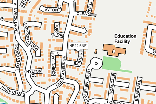 NE22 6NE map - OS OpenMap – Local (Ordnance Survey)