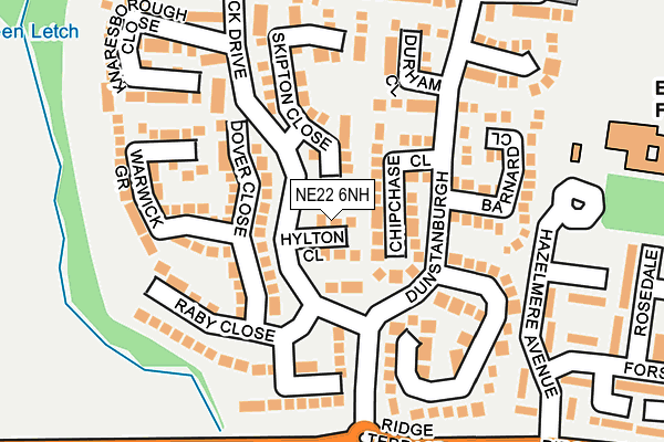 NE22 6NH map - OS OpenMap – Local (Ordnance Survey)