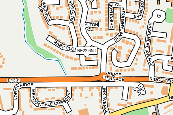 NE22 6NJ map - OS OpenMap – Local (Ordnance Survey)