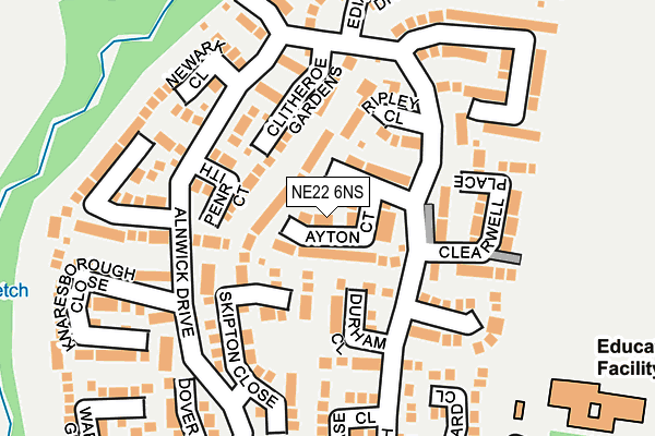NE22 6NS map - OS OpenMap – Local (Ordnance Survey)