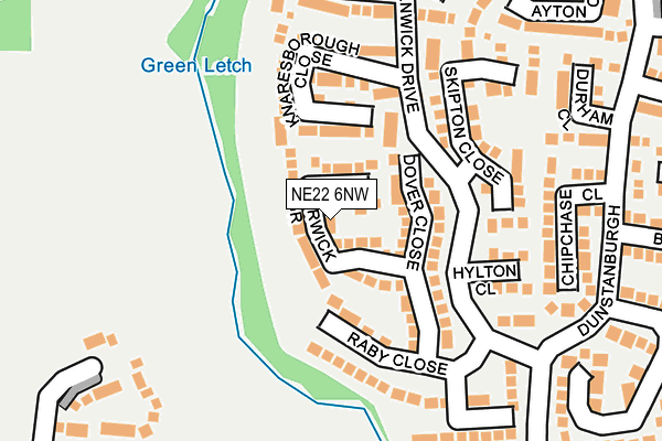 NE22 6NW map - OS OpenMap – Local (Ordnance Survey)