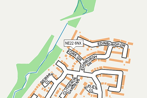 NE22 6NX map - OS OpenMap – Local (Ordnance Survey)