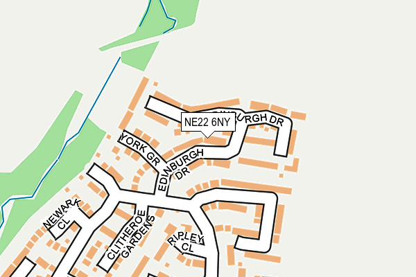 NE22 6NY map - OS OpenMap – Local (Ordnance Survey)