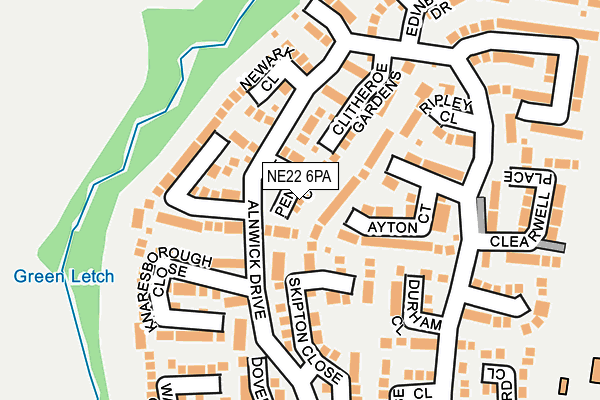NE22 6PA map - OS OpenMap – Local (Ordnance Survey)