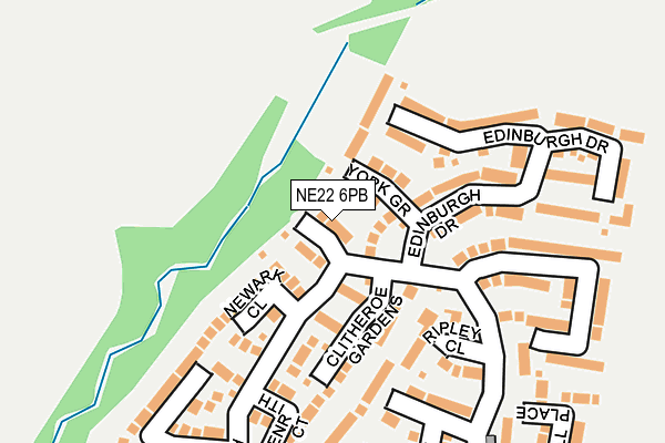 NE22 6PB map - OS OpenMap – Local (Ordnance Survey)