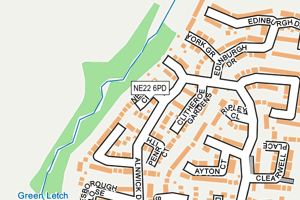NE22 6PD map - OS OpenMap – Local (Ordnance Survey)