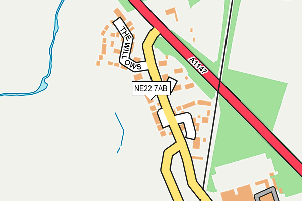 NE22 7AB map - OS OpenMap – Local (Ordnance Survey)