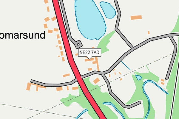 NE22 7AD map - OS OpenMap – Local (Ordnance Survey)