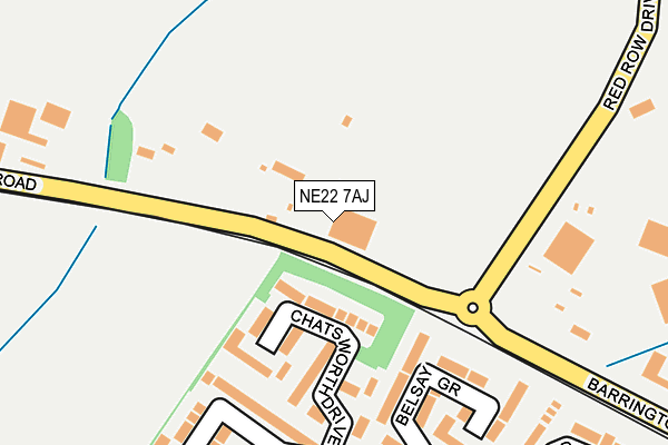 NE22 7AJ map - OS OpenMap – Local (Ordnance Survey)