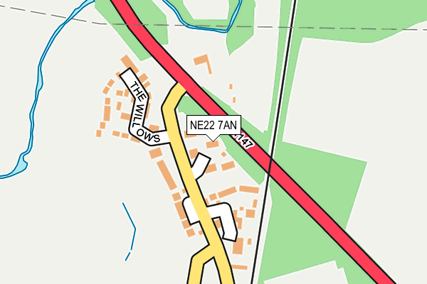 NE22 7AN map - OS OpenMap – Local (Ordnance Survey)