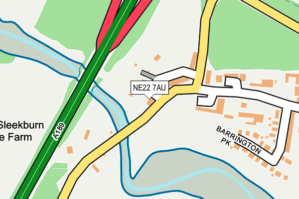 NE22 7AU map - OS OpenMap – Local (Ordnance Survey)