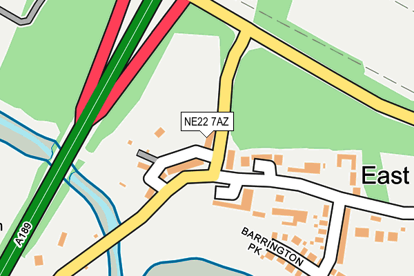 NE22 7AZ map - OS OpenMap – Local (Ordnance Survey)