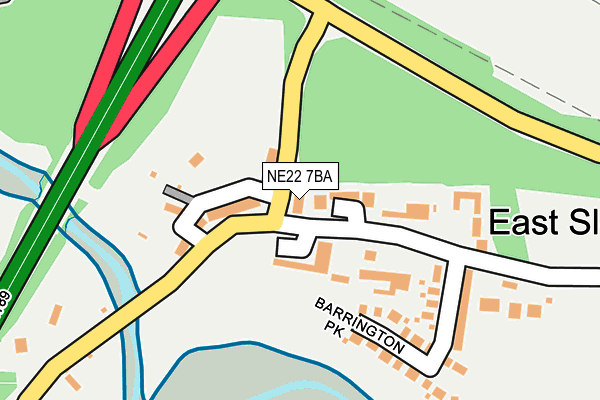 NE22 7BA map - OS OpenMap – Local (Ordnance Survey)