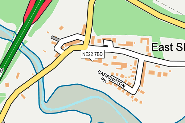 NE22 7BD map - OS OpenMap – Local (Ordnance Survey)