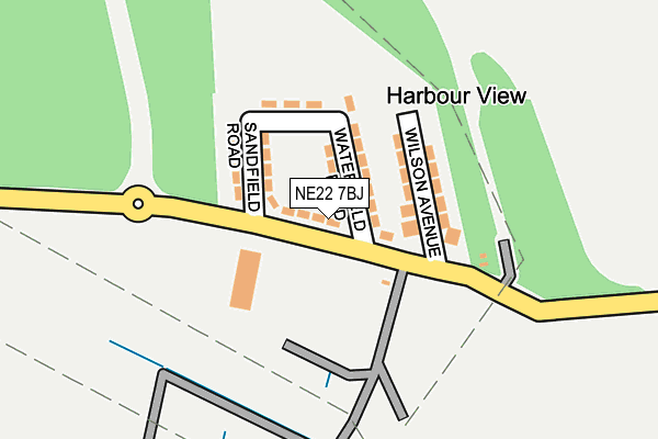 NE22 7BJ map - OS OpenMap – Local (Ordnance Survey)