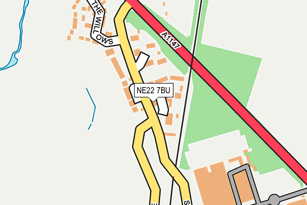 NE22 7BU map - OS OpenMap – Local (Ordnance Survey)