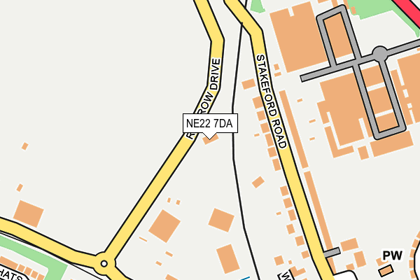 NE22 7DA map - OS OpenMap – Local (Ordnance Survey)