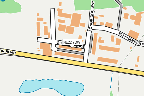 NE22 7DW map - OS OpenMap – Local (Ordnance Survey)