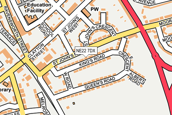 NE22 7DX map - OS OpenMap – Local (Ordnance Survey)
