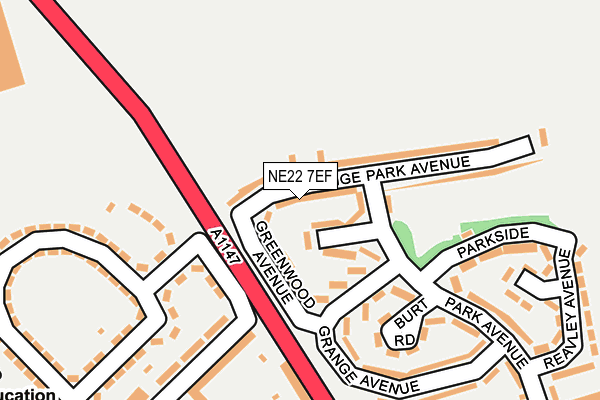 NE22 7EF map - OS OpenMap – Local (Ordnance Survey)